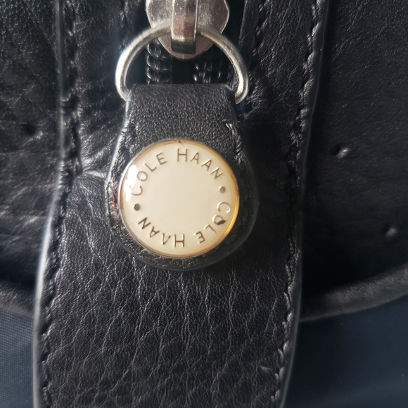 Cole Haan | Women's Black Leather and Nylon Catherine Rollback Satchel Bag - Picture 10 of 10